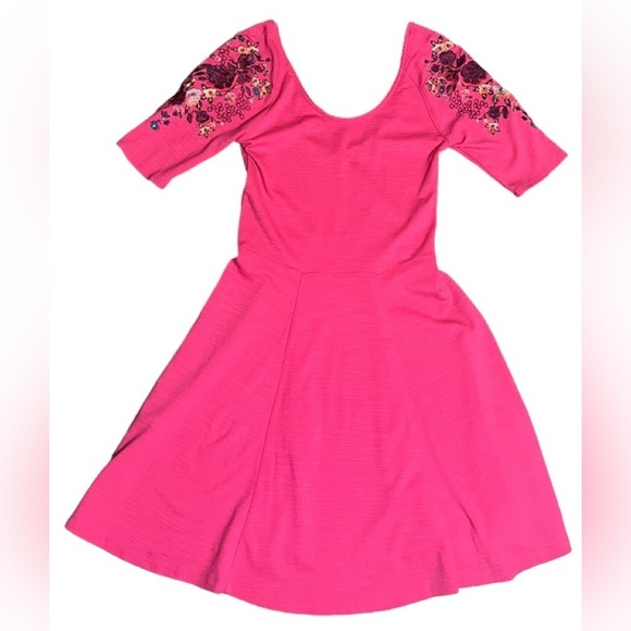 Free People Raspberry Floral Garden Sleeve Embroidered Dress size Small EUC - Picture 8 of 14